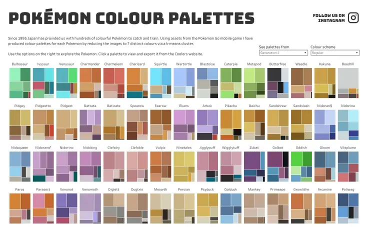 Pokémon Colour Palettes